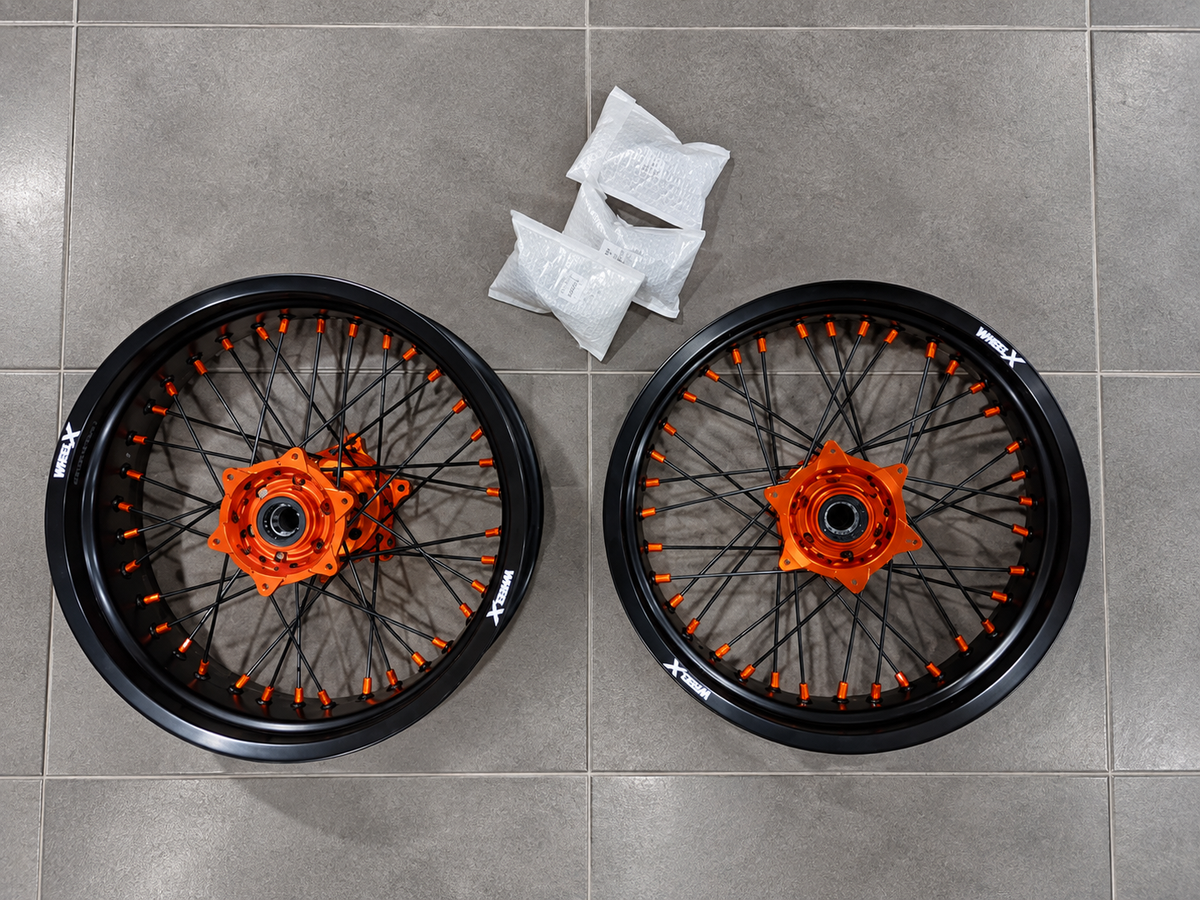 Jantes supermotard 24h KTM / Husqvarna / GasGas - Noir & Orange Factory style